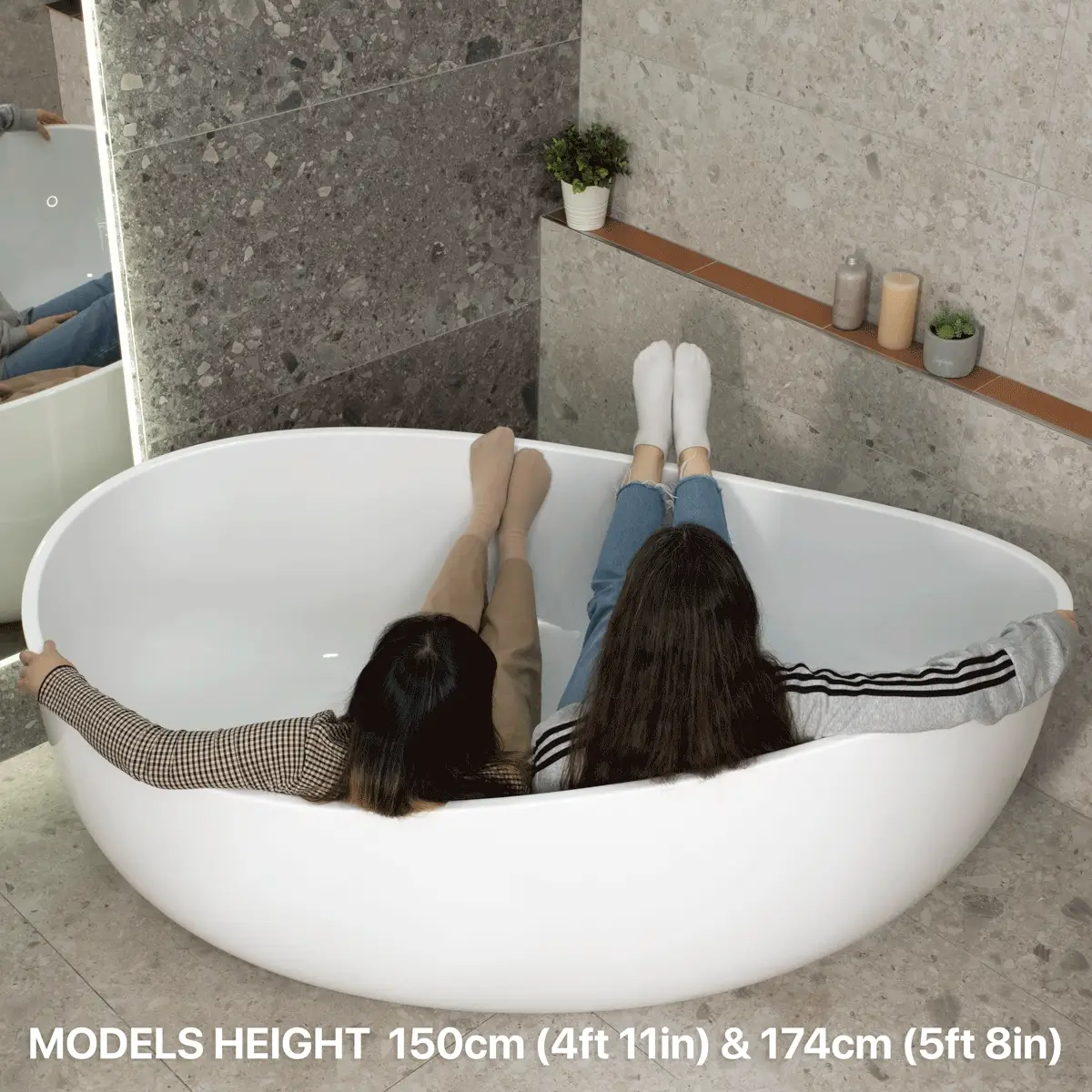Wave Oval 1800mm Wide Freestanding Bath, Gloss White - Image 3