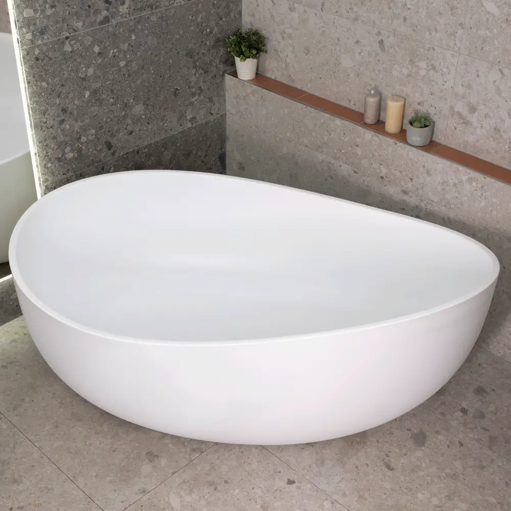 Wave Oval 1800mm Wide Freestanding Bath, Matte White - Image 3